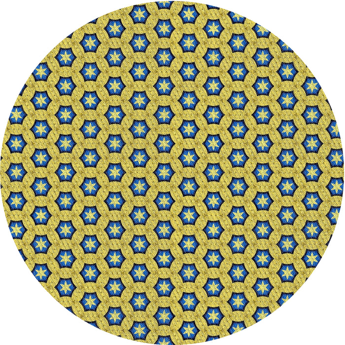 Round Patterned Bold Yellow Novelty Rug, pat1574