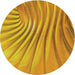 Round Machine Washable Transitional Deep Yellow Rug, wshpat1576