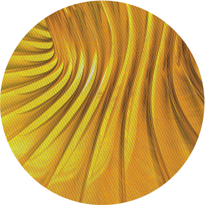 Round Patterned Deep Yellow Novelty Rug, pat1576