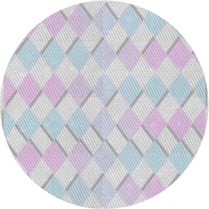 Round Machine Washable Transitional Water Blue Rug, wshpat1592