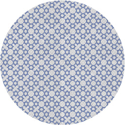 Round Machine Washable Transitional Water Blue Rug, wshpat1607
