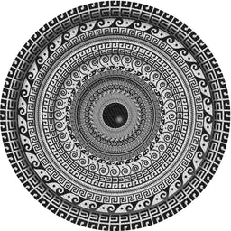 Round Machine Washable Transitional Midnight Gray Rug, wshpat1614