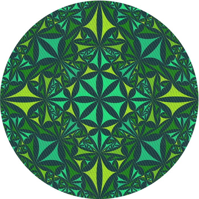 Round Patterned Lime Green Novelty Rug, pat1625
