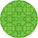 Round Patterned Emerald Green Novelty Rug, pat1626