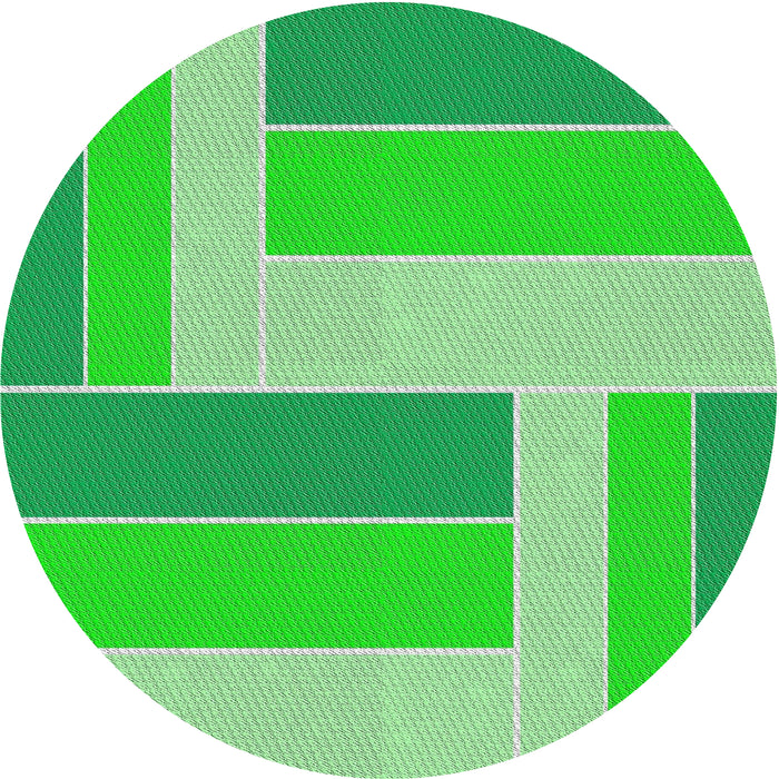 Round Patterned Neon Green Abstract Machine Washable Rug, wshpat1630