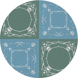 Round Patterned Tiffany Blue Novelty Rug, pat1632