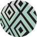 Round Machine Washable Transitional Magic Mint Green Rug, wshpat1634