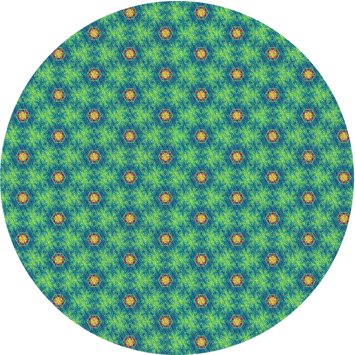 Round Patterned Teal Green Novelty Rug, pat1635