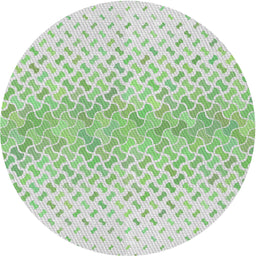 Round Machine Washable Transitional Green Rug, wshpat1636