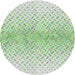 Round Machine Washable Transitional Green Rug, wshpat1636