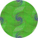 Round Machine Washable Transitional Neon Green Rug, wshpat1640