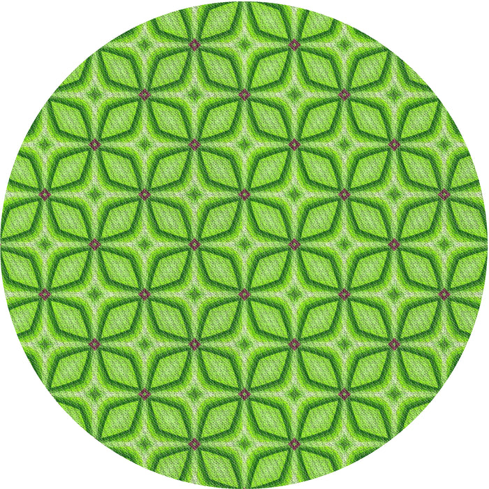 Round Patterned Yellowish Green Novelty Rug, pat1646