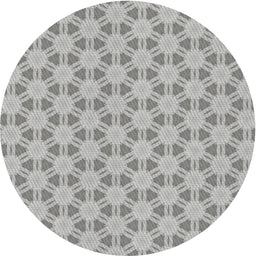Round Patterned Silver Gray Novelty Rug, pat1647