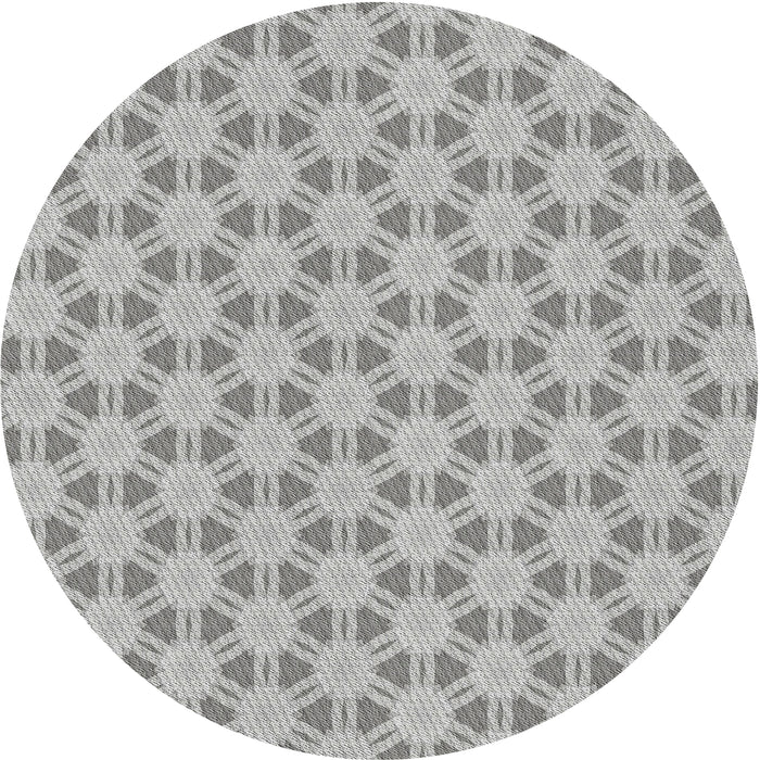 Round Patterned Silver Gray Novelty Rug, pat1647