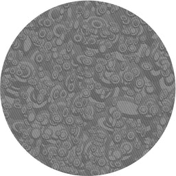 Round Machine Washable Transitional Dark Gray Rug, wshpat1648
