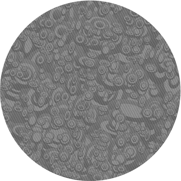 Round Patterned Dark Gray Novelty Rug, pat1648
