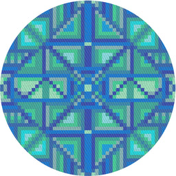 Round Machine Washable Transitional Turquoise Green Rug, wshpat1667