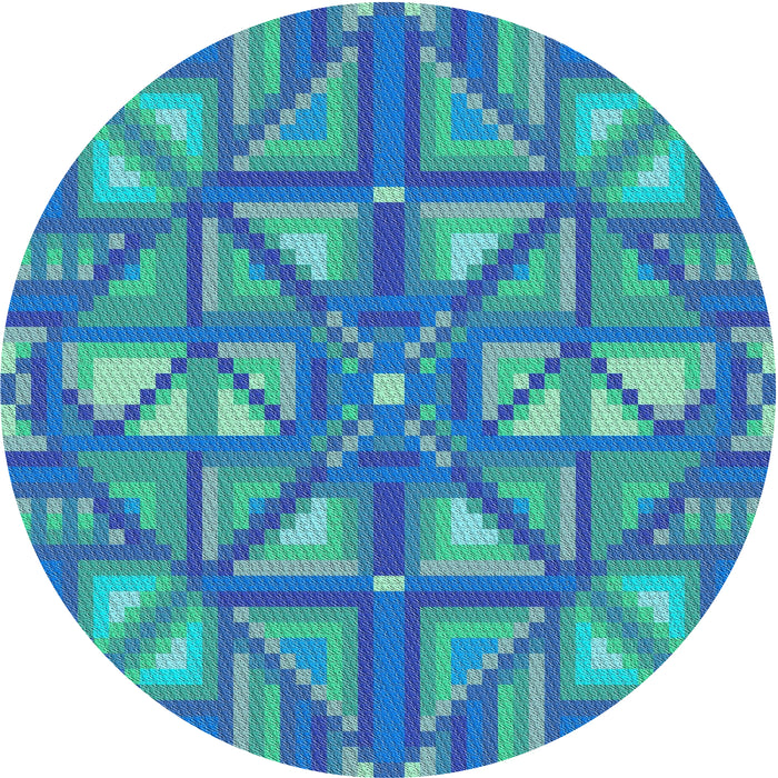 Round Patterned Turquoise Green Novelty Rug, pat1667