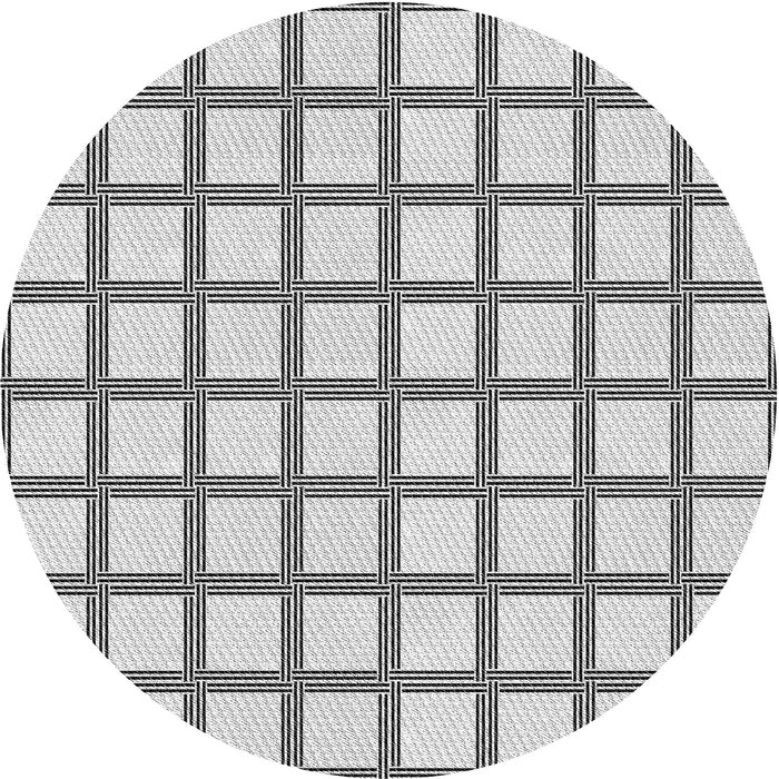 Round Patterned Off-White Abstract Machine Washable Rug, wshpat1670