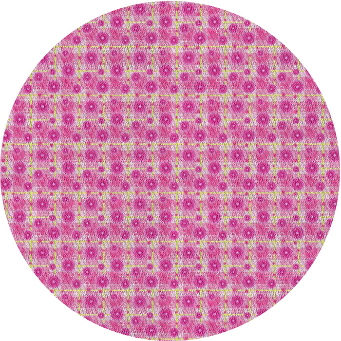 Round Patterned Deep Pink Abstract Machine Washable Rug, wshpat1684