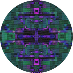 Round Machine Washable Transitional Night Blue Rug, wshpat168