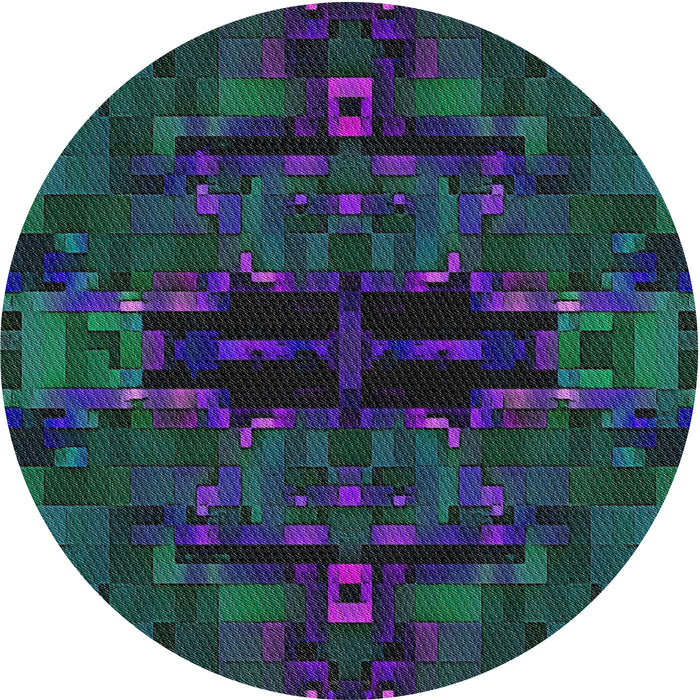 Round Patterned Blue Novelty Rug, pat168