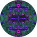 Round Patterned Blue Novelty Rug, pat168