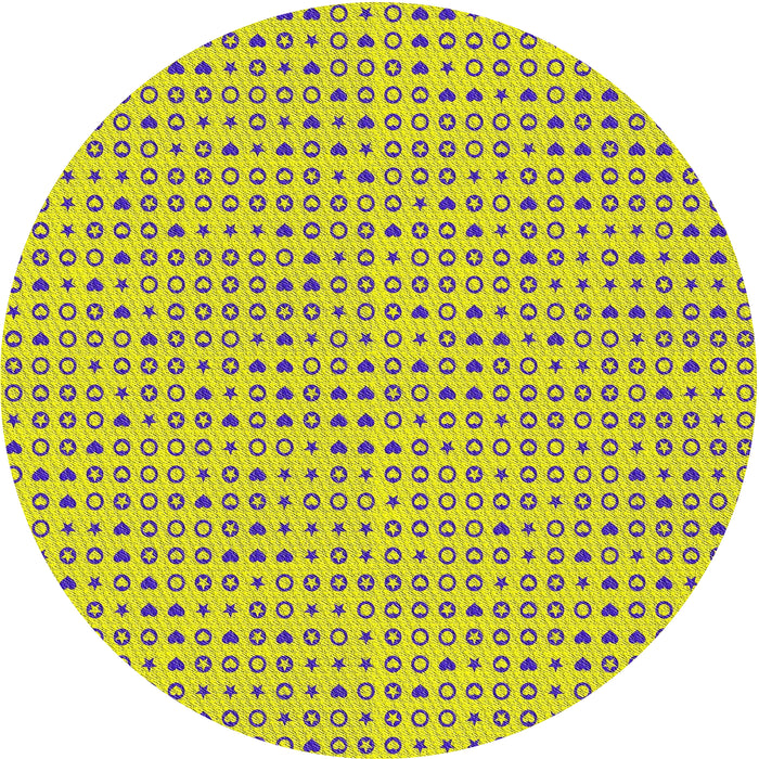 Round Machine Washable Transitional Yellow Rug, wshpat1691