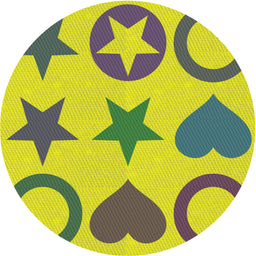 Round Patterned Yellow Novelty Rug, pat1692