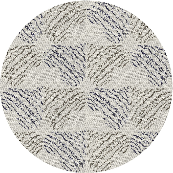 Round Patterned Granite Gray Abstract Machine Washable Rug, wshpat1696