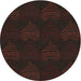 Round Patterned Black Brown Abstract Machine Washable Rug, wshpat1697