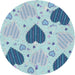 Round Patterned Steel Blue Novelty Rug, pat1700