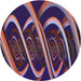 Round Patterned Dark Purple Novelty Rug, pat1704