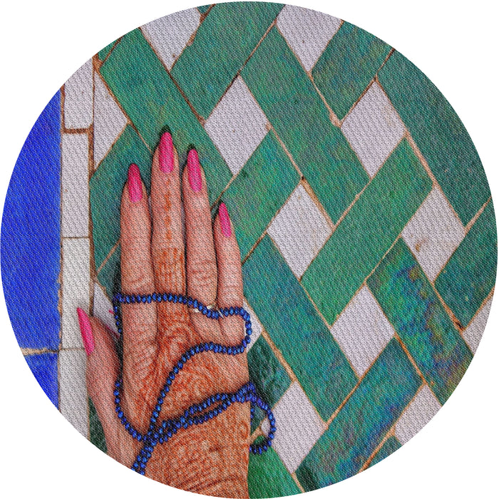 Round Machine Washable Transitional Plum Purple Rug, wshpat1706