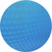 Round Machine Washable Transitional Bright Turquoise Blue Rug, wshpat1707