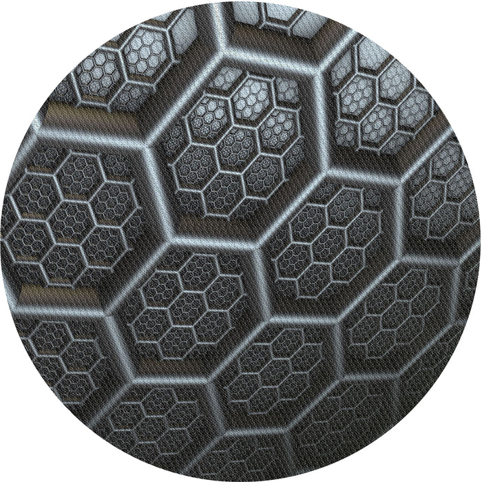 Round Patterned Silver Gray Abstract Machine Washable Rug, wshpat1711