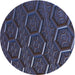 Round Machine Washable Transitional Night Blue Rug, wshpat1712