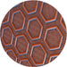 Round Patterned Saffron Red Novelty Rug, pat1713