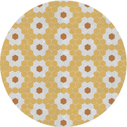 Round Machine Washable Transitional Khaki Gold Rug, wshpat1714