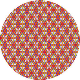 Round Machine Washable Transitional Raspberry Red Rug, wshpat1719