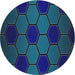 Round Machine Washable Transitional Blue Ivy Blue Rug, wshpat1721