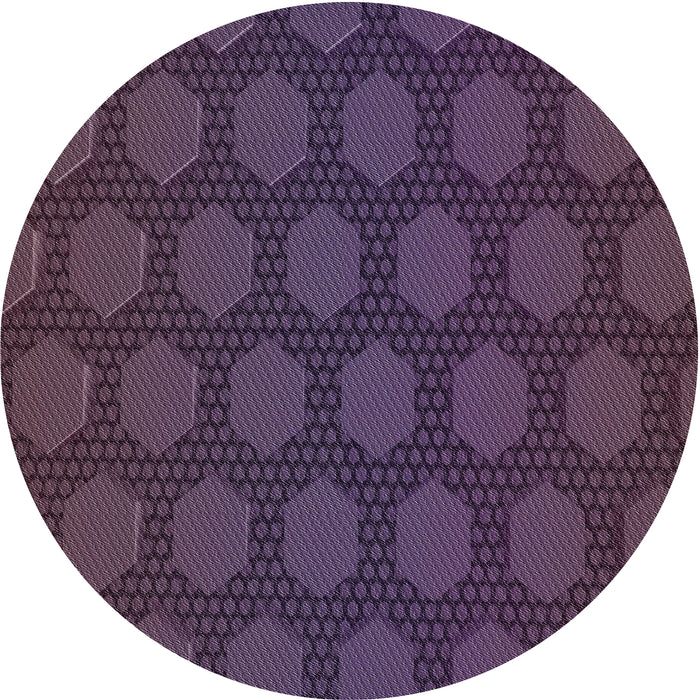 Round Patterned French Lilac Purple Abstract Machine Washable Rug, wshpat1722