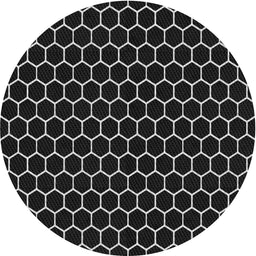 Round Machine Washable Transitional Black Rug, wshpat1725