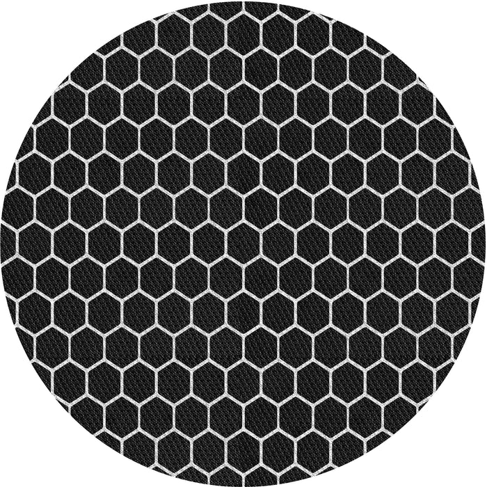 Round Machine Washable Transitional Black Rug, wshpat1725