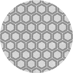 Round Machine Washable Transitional White Smoke Rug, wshpat1726