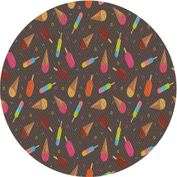 Round Machine Washable Transitional Dark Almond Brown Rug, wshpat1742