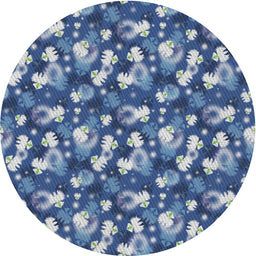 Round Machine Washable Transitional Blueberry Blue Rug, wshpat1743