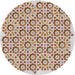 Round Patterned Dark White Beige Abstract Machine Washable Rug, wshpat1749