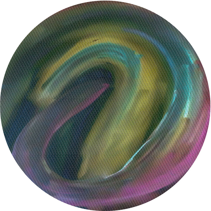 Round Patterned Charcoal Black Modern Rug, pat1750