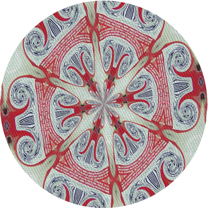 Round Patterned Chestnut Brown Abstract Machine Washable Rug, wshpat1751